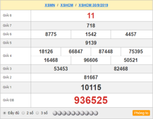 XSHCM 30/9 – XSTP 30/9 – SXTP 30/9 - SXHCM 30/9 - KQXSHCM 30/9 - Xổ Số Thành Phố Hồ Chí Minh Ngày 30/9/2019