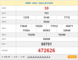 XSLA 16/11 - SXLA 16/11 - KQXSLA 16/11 - Xổ Số Long An Ngày 16/11/2019