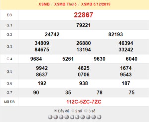 XSMB 5/12 - SXMB 5/12 - KQXSMB 5/12 - Xổ Số Miền Bắc Ngày 5/12/2019