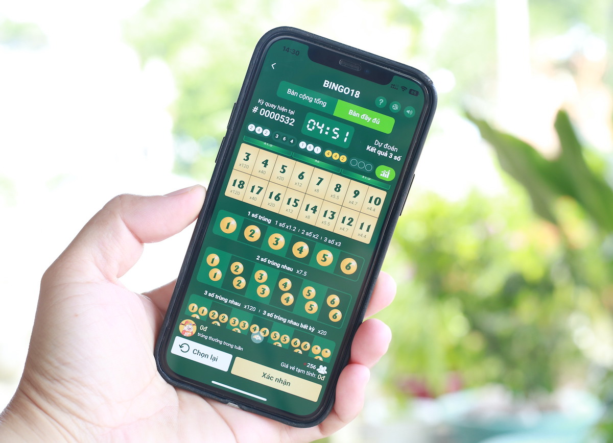 Ứng dụng Bingo18 hoạt động trên thiết bị điện thoại di động 